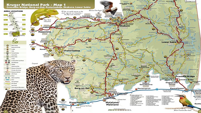 Kruger National Park map and aerial view — South Africa
