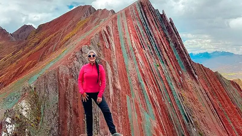 Rainbow Mountain Peru colorful mineral layers Vinicunca